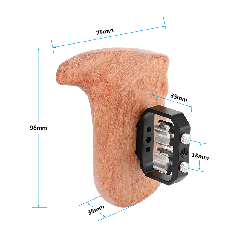 CAMVATE Wooden Handgrip with 1/4"-20 Thumbscrew (Left Hand, Large-Sized)