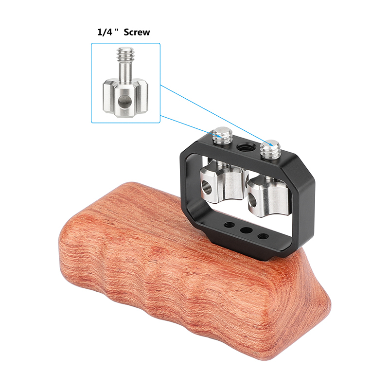 CAMVATE Wooden Handgrip with 1/4"-20 Thumbscrew (Left Hand)