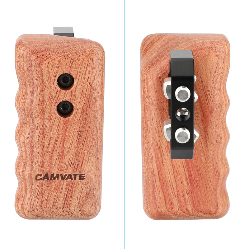 CAMVATE Wooden Handgrip with 1/4"-20 Thumbscrew (Left Hand)