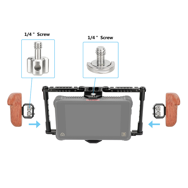 CAMVATE Full Monitor Cage Kit with Wooden Handles for 5" & 7" Monitor