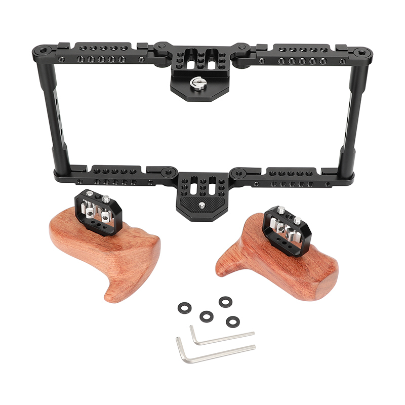 CAMVATE Full Monitor Cage Kit with Wooden Handles for 5" & 7" Monitor