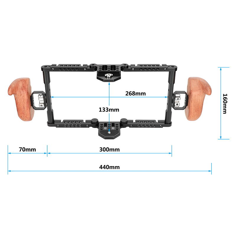 CAMVATE Full Monitor Cage Kit with Wooden Handles for 5" & 7" Monitor
