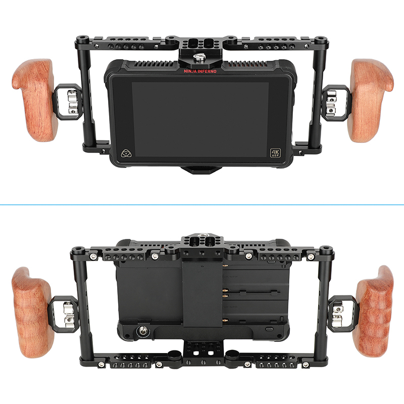 CAMVATE Full Monitor Cage Kit with Wooden Handles for 5" & 7" Monitor