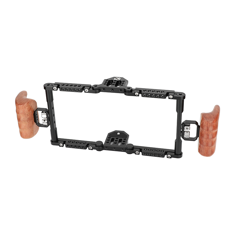 CAMVATE Full Monitor Cage Kit with Wooden Handles for 5" & 7" Monitor