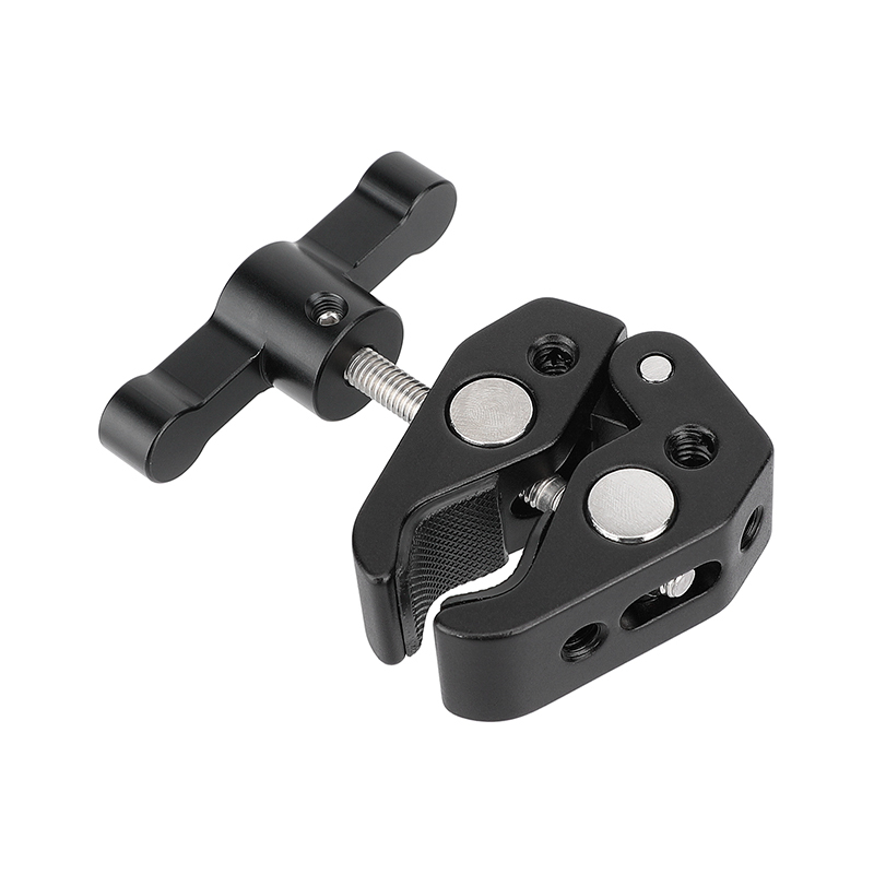 CAMVATE Super Crab Clamp with 1/4"-20 & 3/8"-16 Threads (Black T-handle)