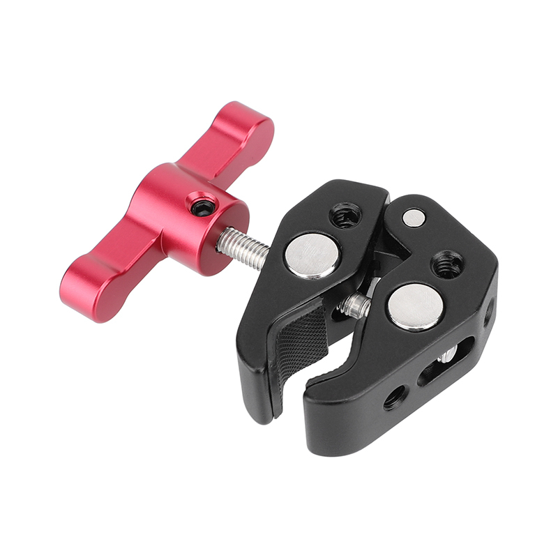 CAMVATE Super Crab Clamp with 1/4"-20 & 3/8"-16 Threads (Red T-handle)