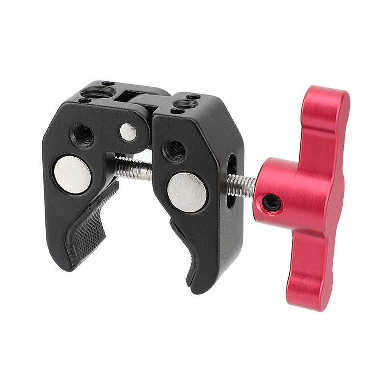 CAMVATE Super Crab Clamp with 1/4"-20 & 3/8"-16 Threads (Red T-handle)