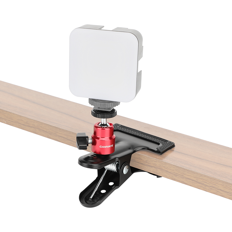CAMVATE Spring Clip Clamp with Mini Ball Head Mount