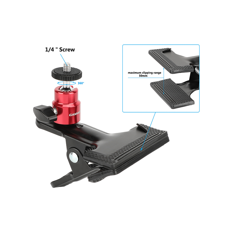 CAMVATE Spring Clip Clamp with Mini Ball Head Mount