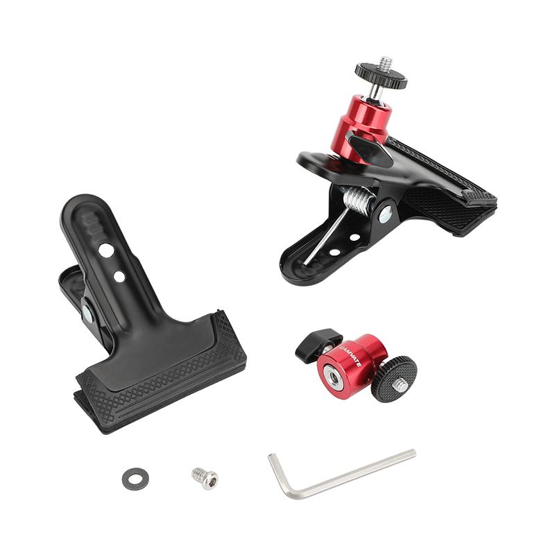 CAMVATE Spring Clip Clamp with Mini Ball Head Mount (2-Pack)