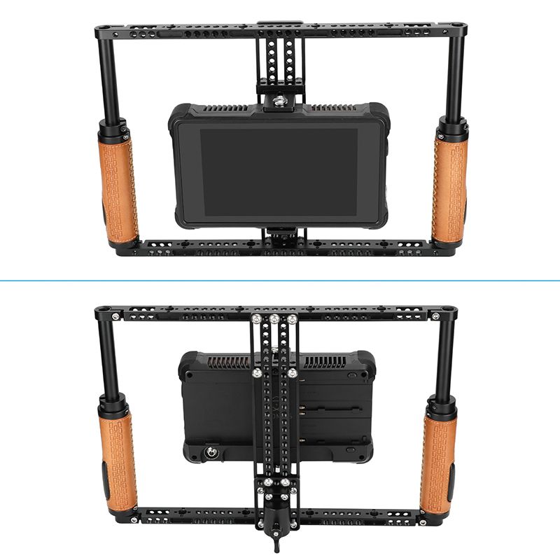 CAMVATE Height-Adjustable Monitor Cage with Handgrips for 7-12.5" Video Monitor