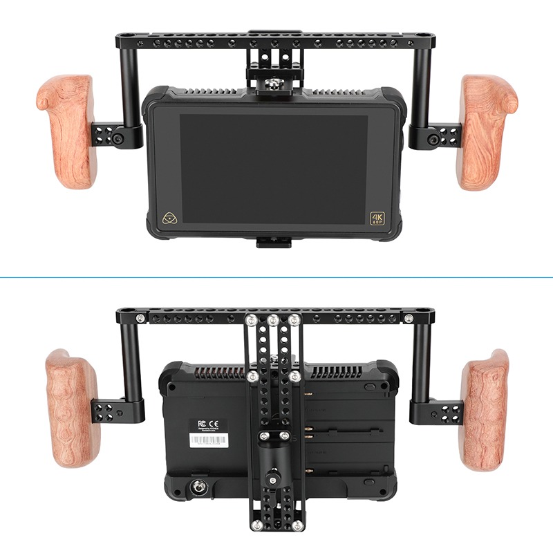 CAMVATE Height-Adjustable Monitor Cage with Handgrips for 5-10" Video Monitor