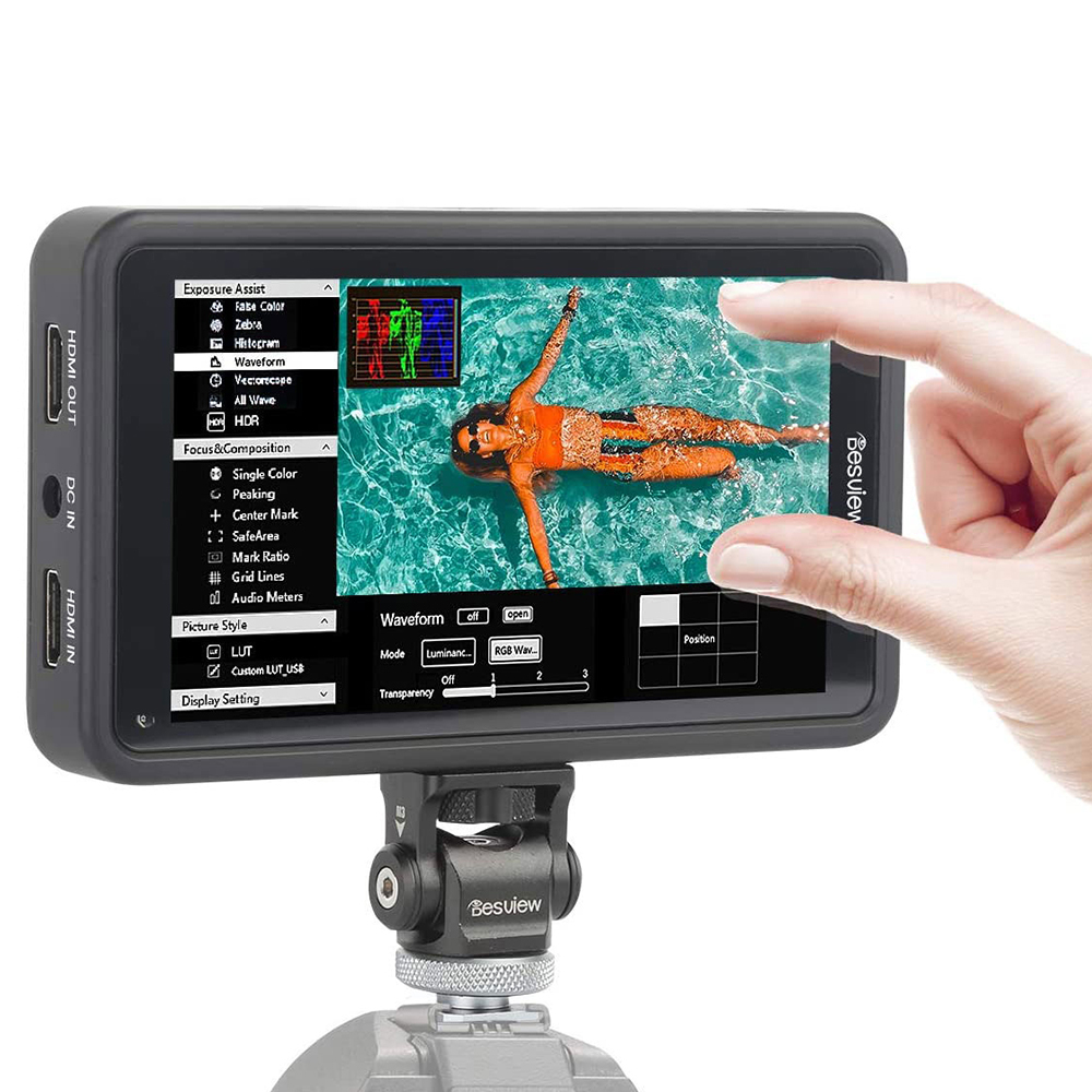 CAMVATE Desveiw R5 5.5 Inch 4K HDMI Full Touch Screen Field Monitor with HDR Vectorscope Waveform Histogram All Wave