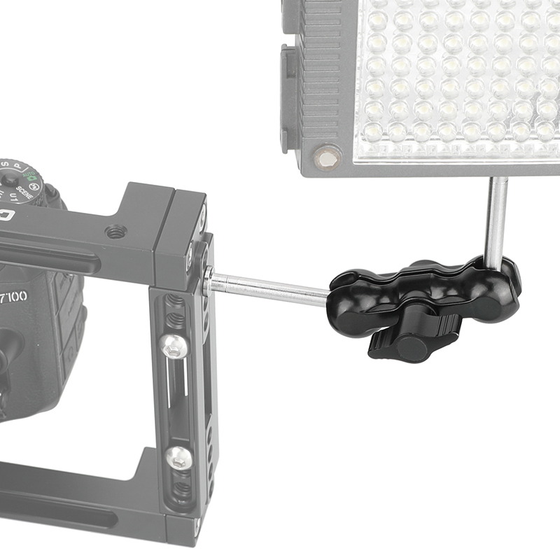 CAMVATE 1/4"-20 Mini Ball Head Extension Arm (Black Lever)