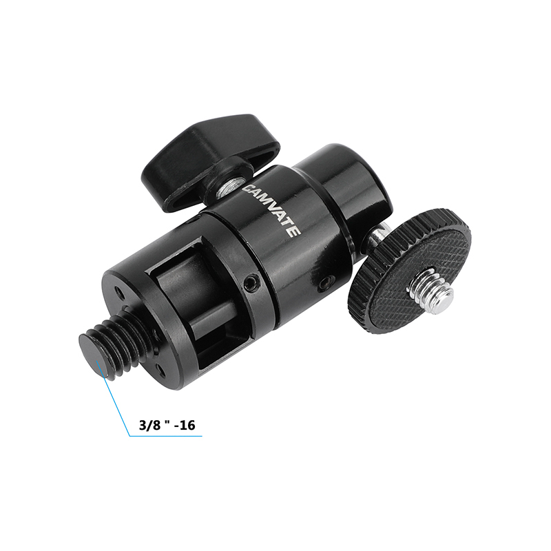 CAMVATE Mini Ball Head Support Holder with 1/4"-20 Stud & 3/8"-16 Thumbscrew Mount