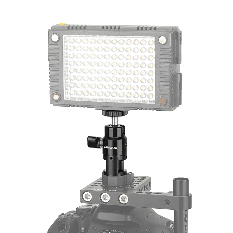 CAMVATE Mini Ball Head Support Holder with 1/4"-20 Stud & 3/8"-16 Thumbscrew Mount