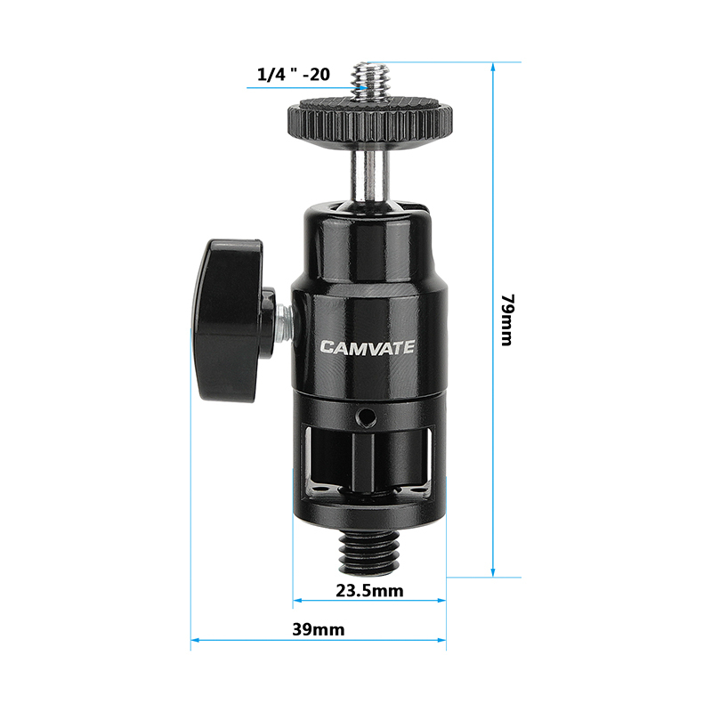 CAMVATE Mini Ball Head Support Holder with 1/4"-20 Stud & 3/8"-16 Thumbscrew Mount