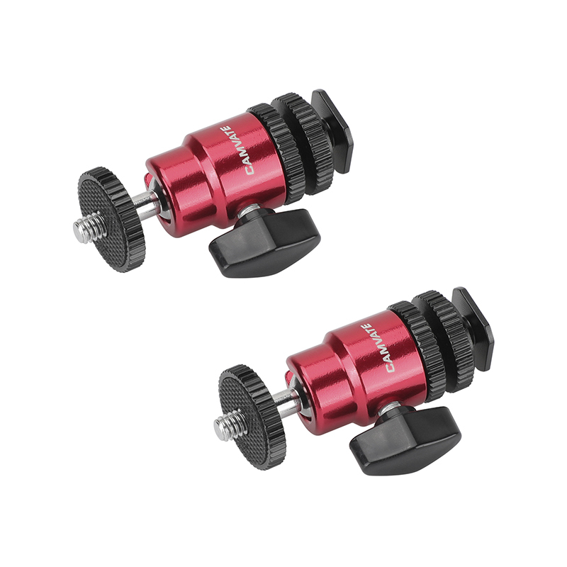 CAMVATE 1/4"-20 Mini Ball Head & Shoe Mount Adapter (2-Pack)