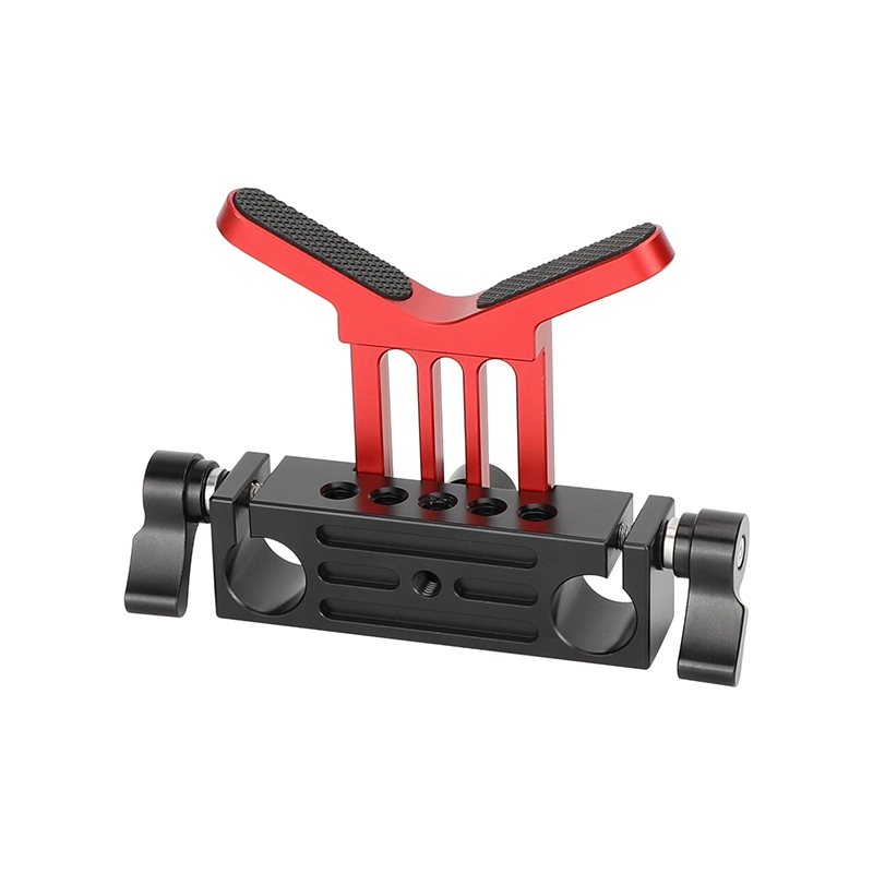 CAMVATE Adjustable Lens Support for 15mm Rod System (Red Y-Shaped Bracket)