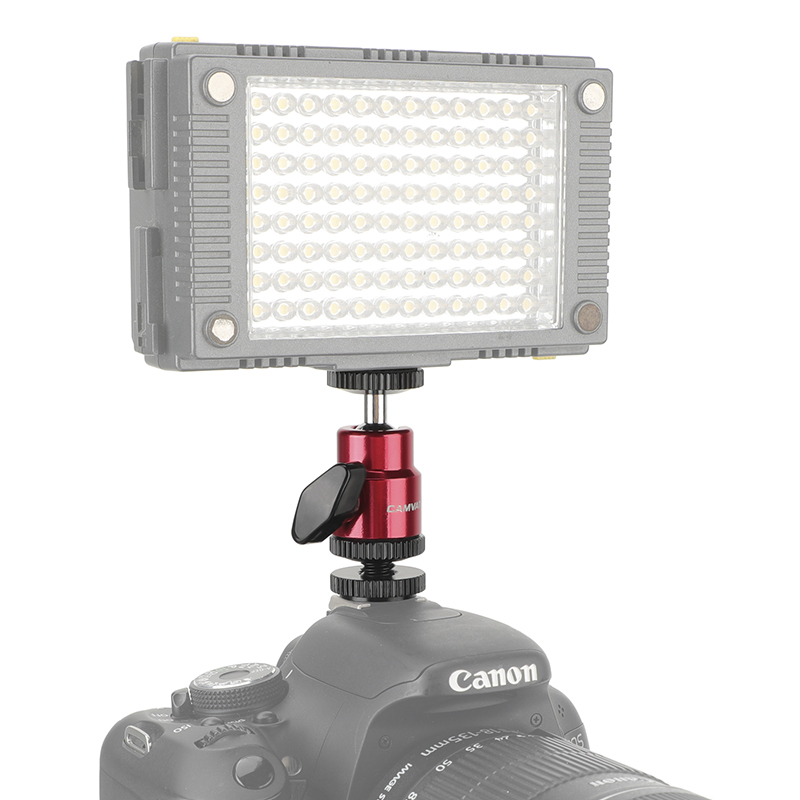 CAMVATE 1/4"-20 Mini Ball Head & Shoe Mount Adapter (2-Pack)