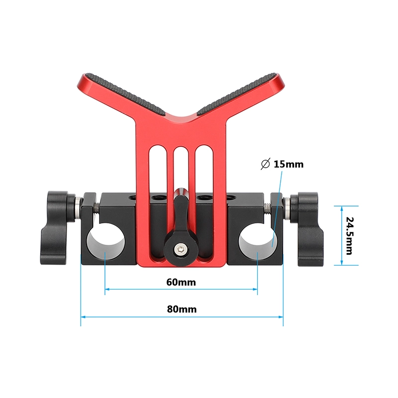 CAMVATE Adjustable Lens Support for 15mm Rod System (Red Y-Shaped Bracket)