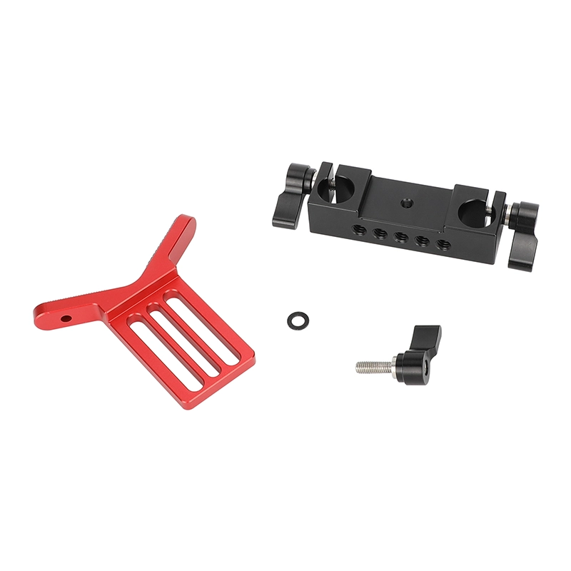 CAMVATE Adjustable Lens Support for 15mm Rod System (Red Y-Shaped Bracket)