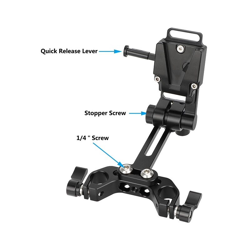 CAMVATE Adjustable Female V Lock Adapter with Rod Mount for 15mm Rail System