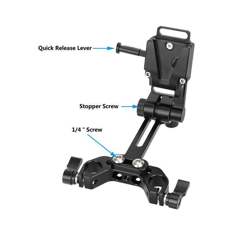 CAMVATE Adjustable Female V Lock Adapter with Rod Mount for 15mm Rail System