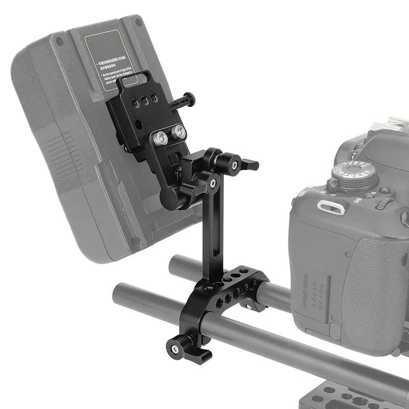 CAMVATE Adjustable Female V Lock Adapter with Rod Mount for 15mm Rail System