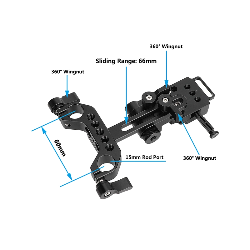 CAMVATE Adjustable Female V Lock Adapter with Rod Mount for 15mm Rail System