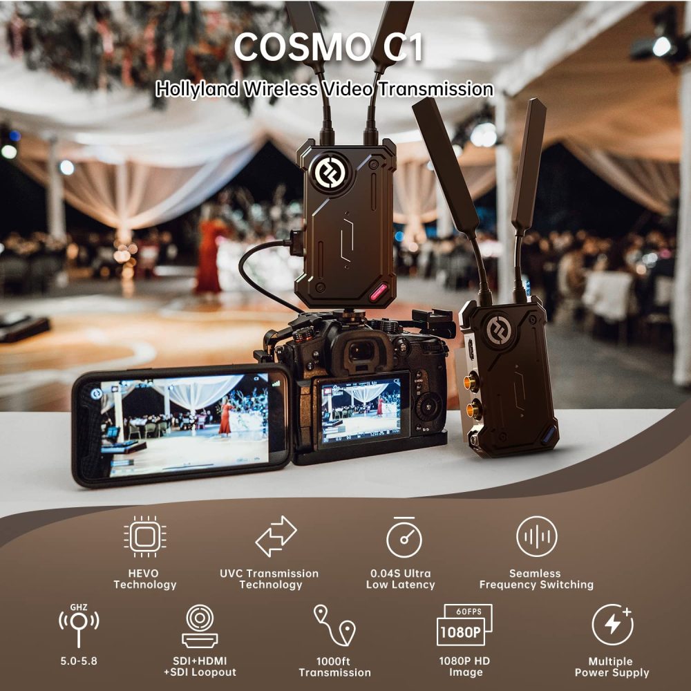 CAMVATE Hollyland COSMO C1 [OFFICIAL] 1000ft Wireless HDMI/SDI Video Transmission System 40ms 1080P 12-20Mbps 5G Image&Audio Transmitter Receiver, Emb