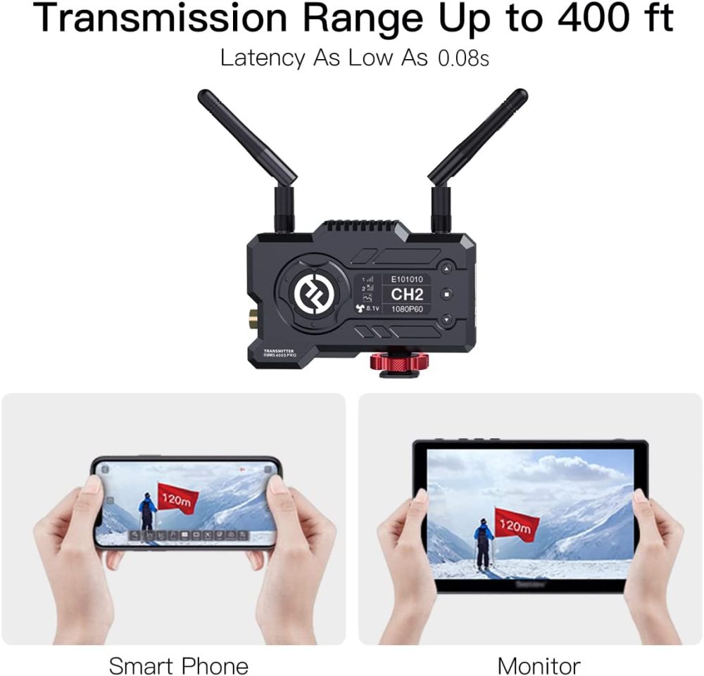 CAMVATE Hollyland Mars 400S PRO [Official] Wireless SDI HDMI Video Transmitter and Receiver, 0.08s Latency 400ft Range, 4 APP Monitoring, for Videogra