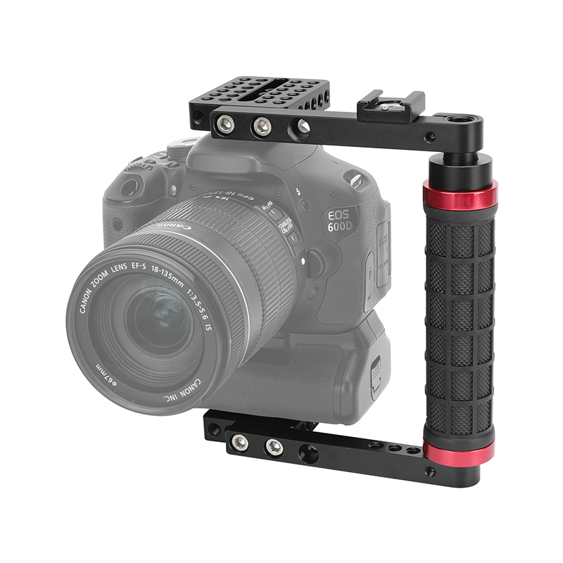 CAMVATE Camera Cage with Rubber Side Handgrip for Large DSLRs & Mirrorless Cameras