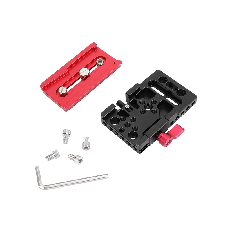 CAMVATE Manfrotto-Type Slide-in Quick Release Plate with Clamp Base (Red)