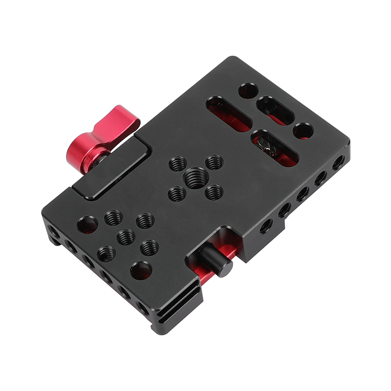 CAMVATE Manfrotto-Type Slide-in Quick Release Plate with Clamp Base (Red)