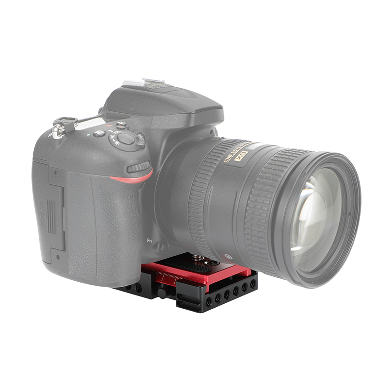 CAMVATE Manfrotto-Type Slide-in Quick Release Plate with Clamp Base (Red)