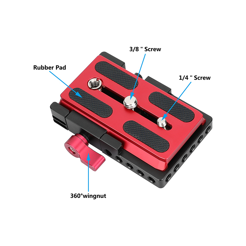 CAMVATE Manfrotto-Type Slide-in Quick Release Plate with Clamp Base (Red)
