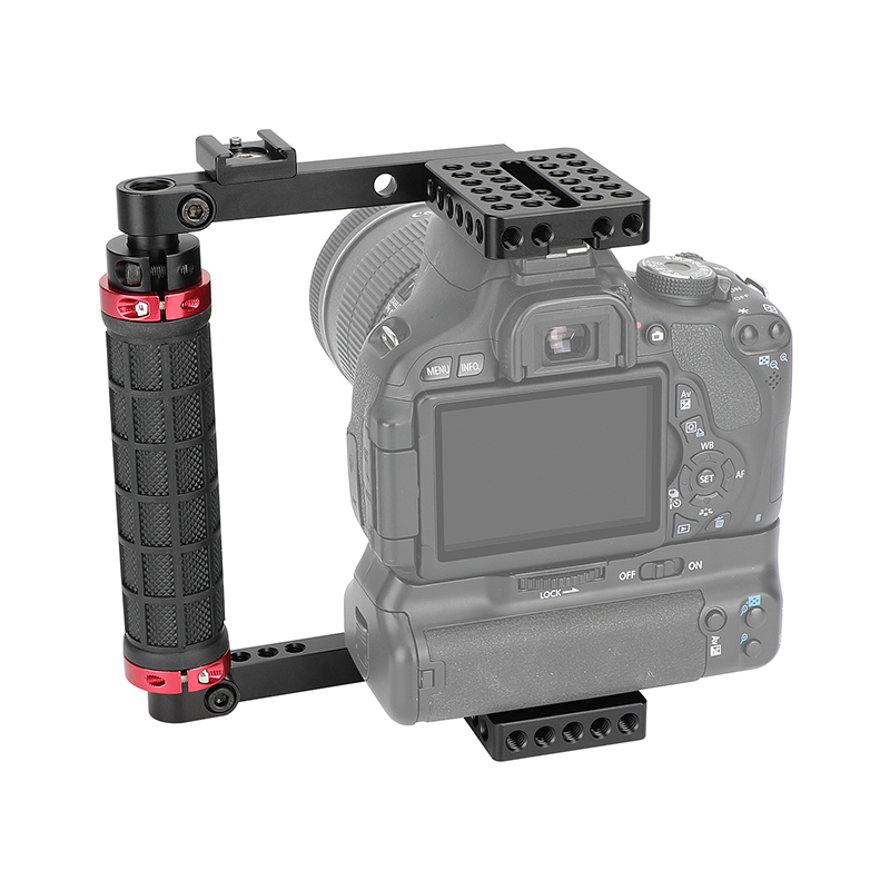 CAMVATE Camera Cage with Rubber Side Handgrip for Large DSLRs & Mirrorless Cameras