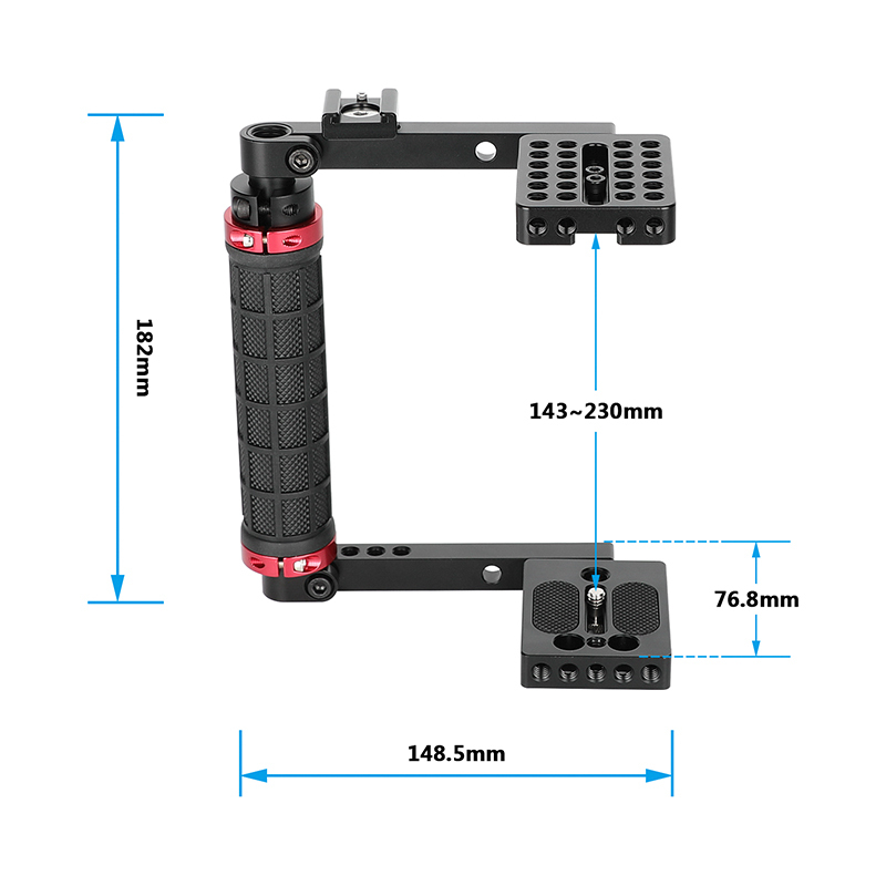 CAMVATE Camera Cage with Rubber Side Handgrip for Large DSLRs & Mirrorless Cameras