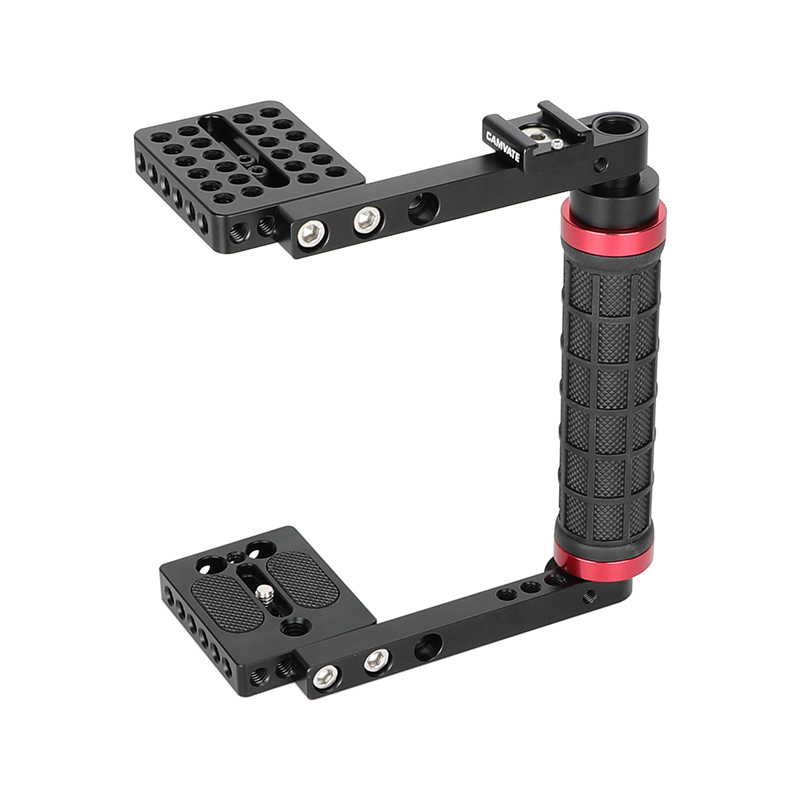 CAMVATE Camera Cage with Rubber Side Handgrip for Large DSLRs & Mirrorless Cameras