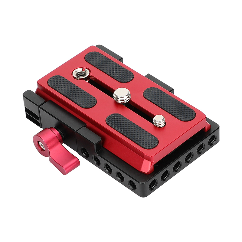 CAMVATE Manfrotto-Type Slide-in Quick Release Plate with Clamp Base (Red)