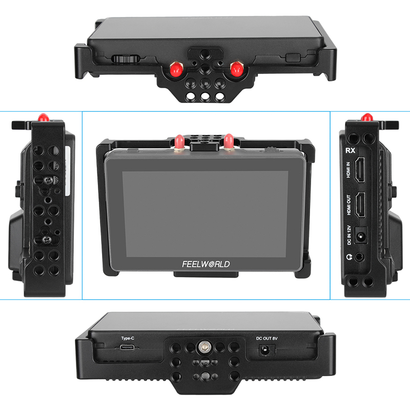 CAMVATE Full Cage with Wooden Handgrip for FeelWorld FT6/FR6 5.5" Monitor