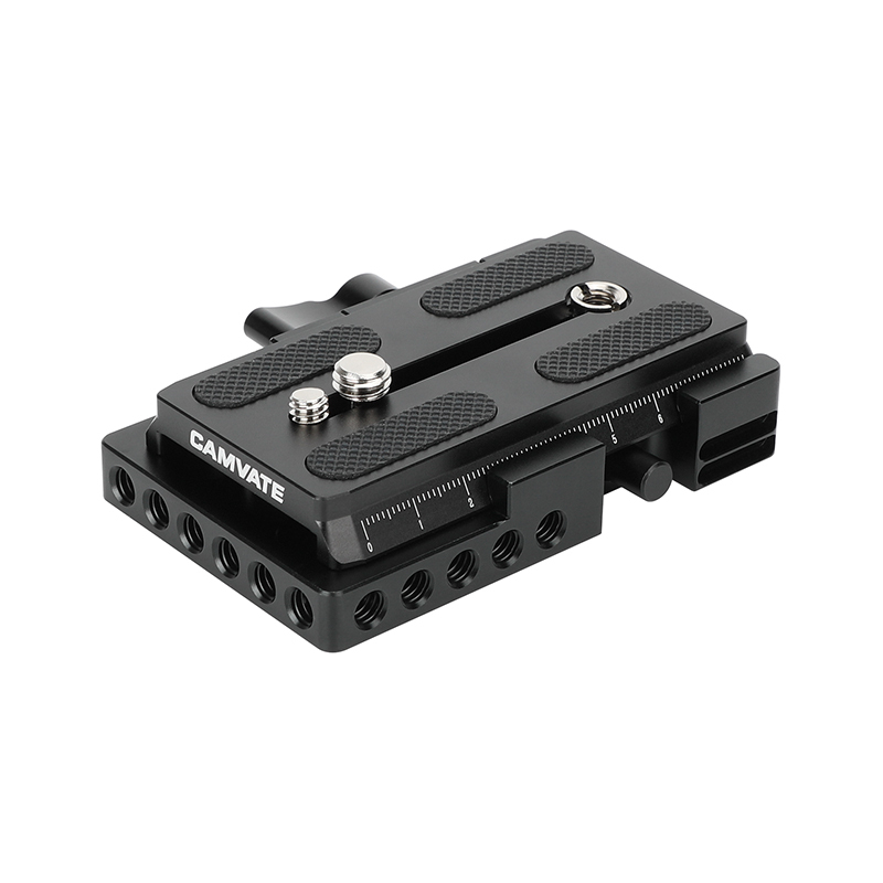 CAMVATE Manfrotto-Type Slide-in Quick Release Plate with Clamp Base (Black)