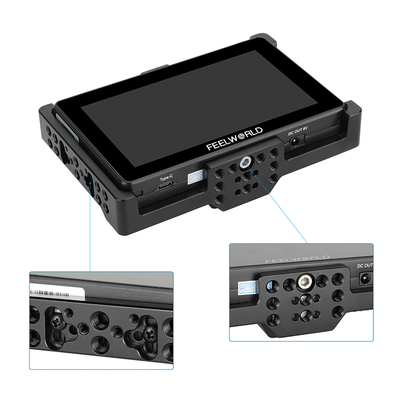 CAMVATE Full Cage with Wooden Handgrip for FeelWorld FT6/FR6 5.5" Monitor