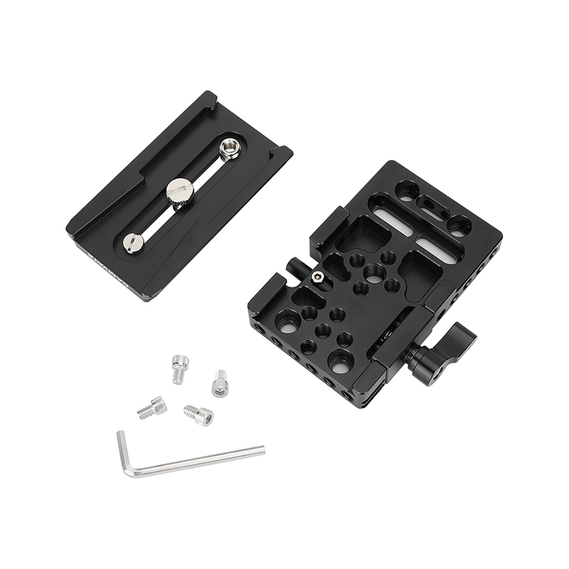 CAMVATE Manfrotto-Type Slide-in Quick Release Plate with Clamp Base (Black)
