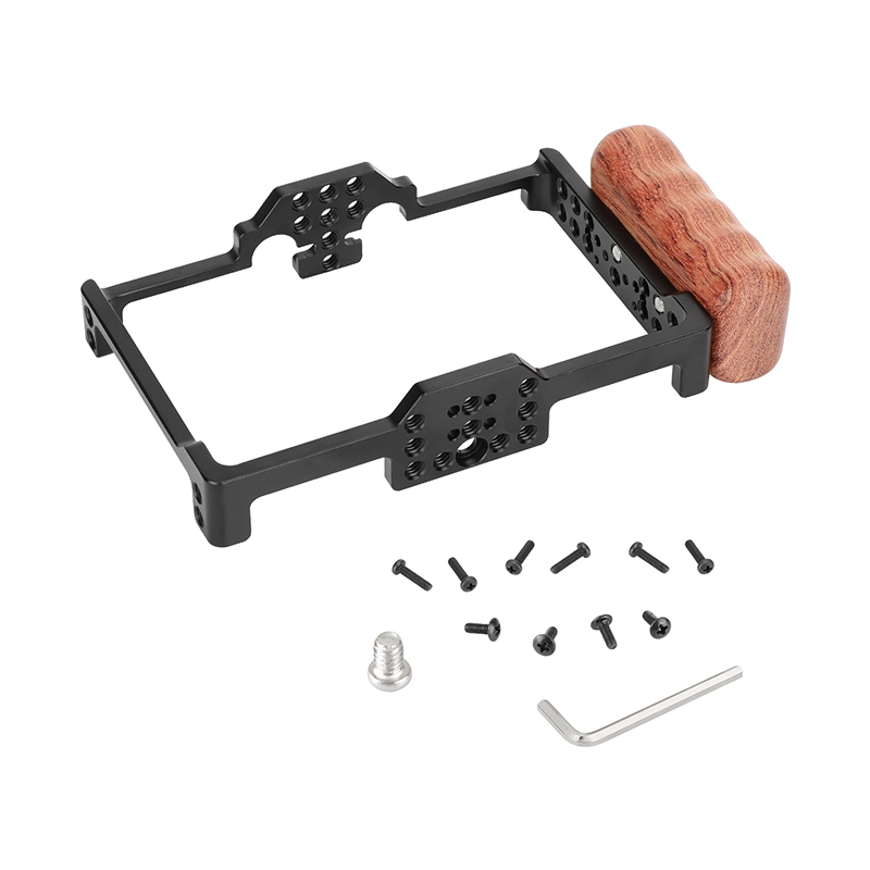 CAMVATE Full Cage with Wooden Handgrip for FeelWorld FT6/FR6 5.5" Monitor