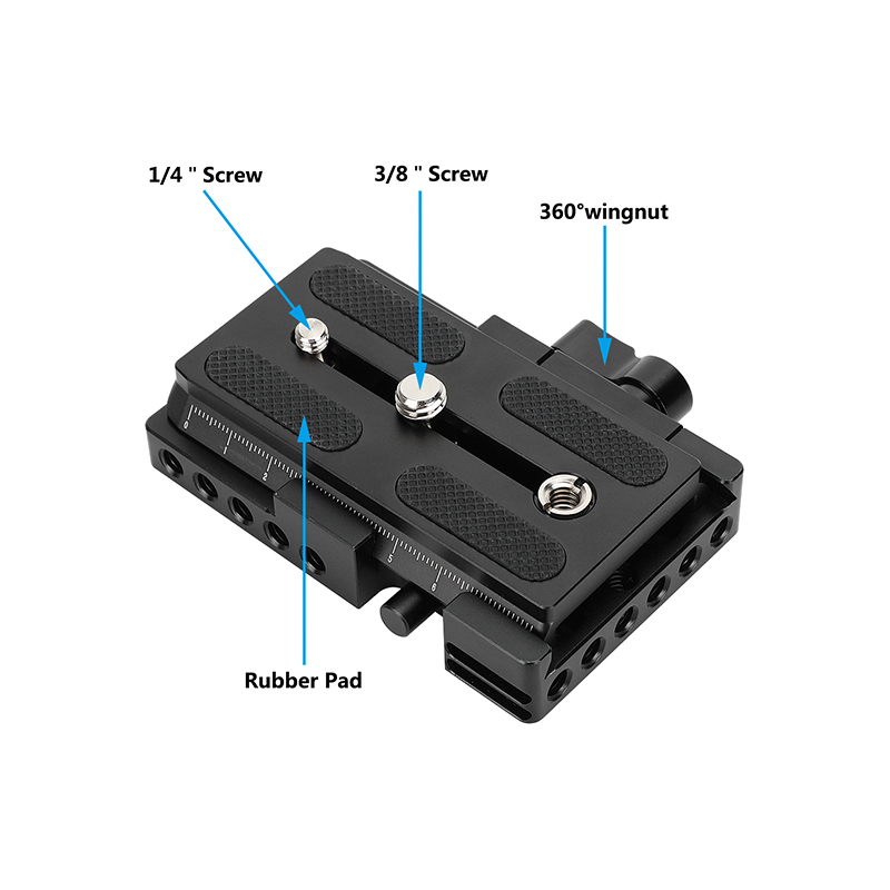 CAMVATE Manfrotto-Type Slide-in Quick Release Plate with Clamp Base (Black)