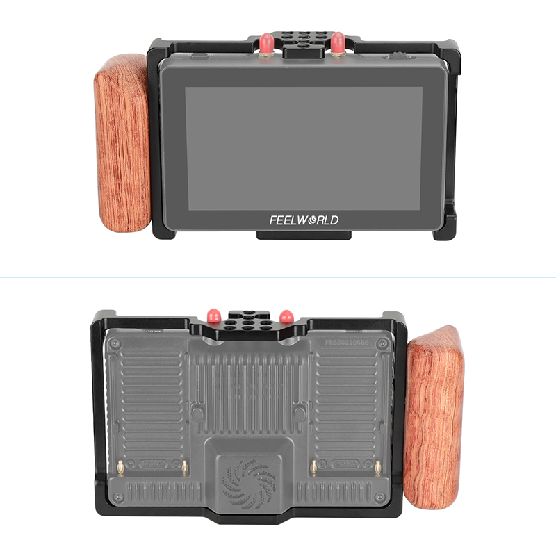 CAMVATE Full Cage with Wooden Handgrip for FeelWorld FT6/FR6 5.5" Monitor