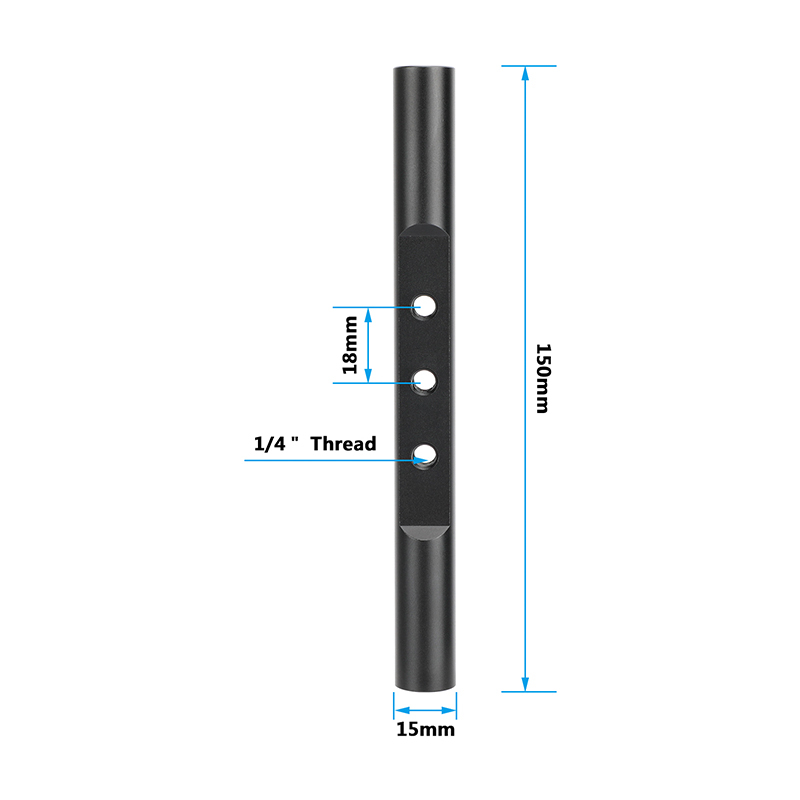 CAMVATE 15mm Rod with 1/4"-20 Threaded Holes (5.9")