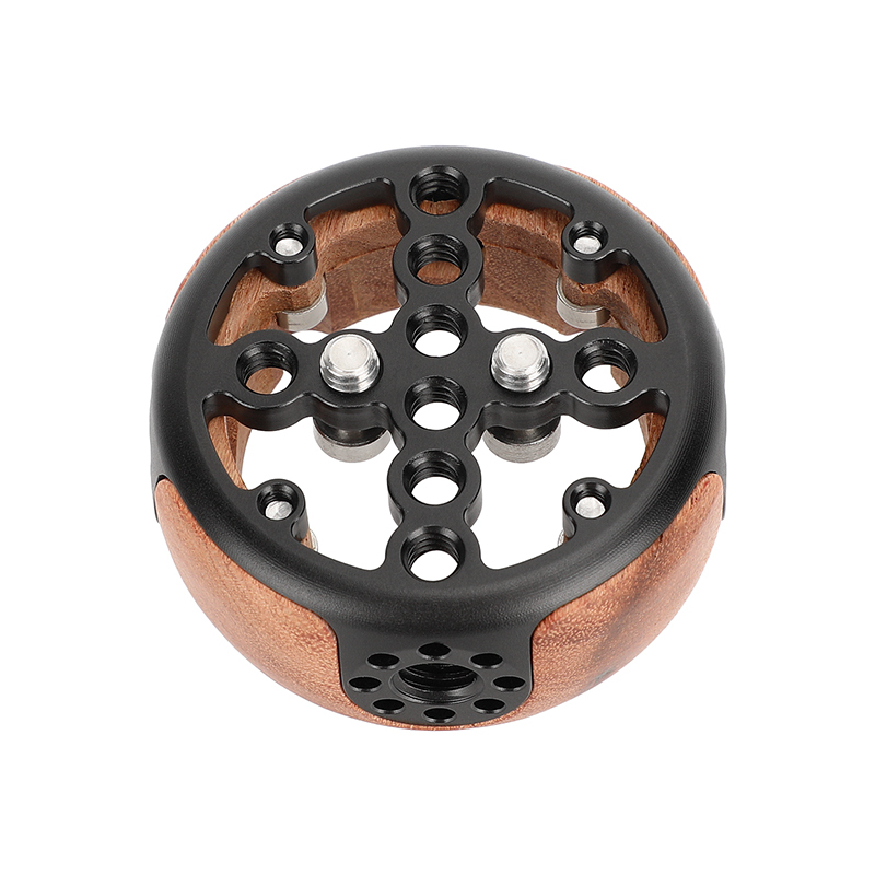 CAMVATE Wooden Handgrip with 3/8"-16 ARRI-Style Accessory Thread and 1/4"-20 Screw Mount (Round)